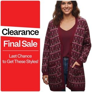 LOGO Geometric Long Cardigan Sweater